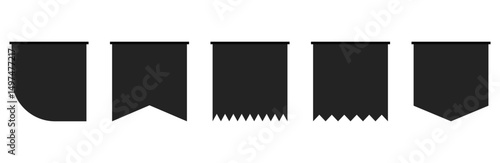 Set of ribbon banner label black tag design vector