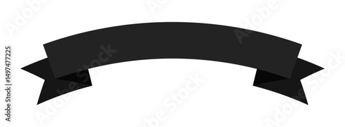 Black curved ribbon banner tag black label award design vector
