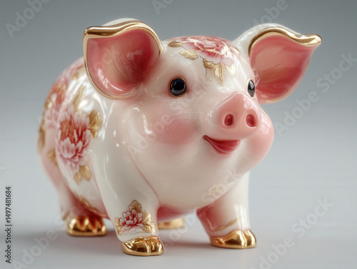 3D-rendered piggy bank with...