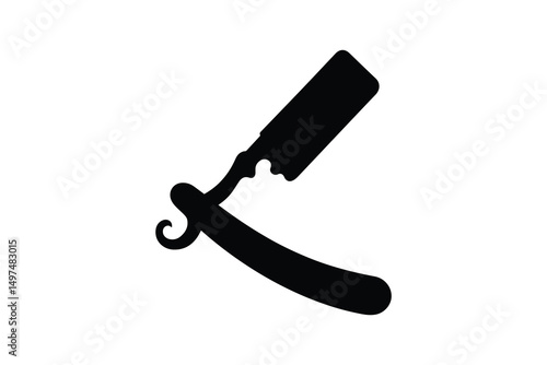 simple and unobtrusive Vintage straight razor vector silhouette illustration isolated in white background