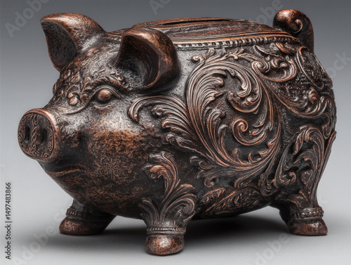 Antique piggy bank with int...
