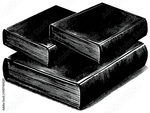 books, black and white, sim...