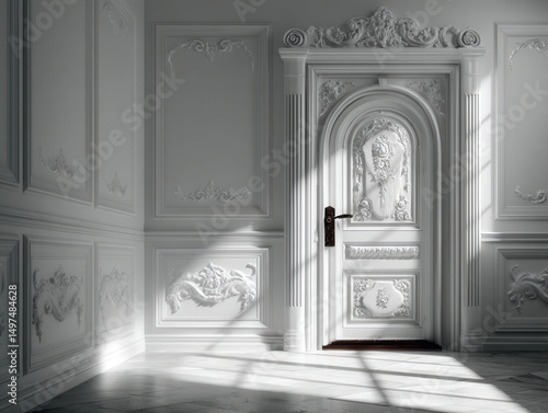 Closed door isolated on a w...