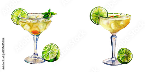 margarita watercolor vector illustration