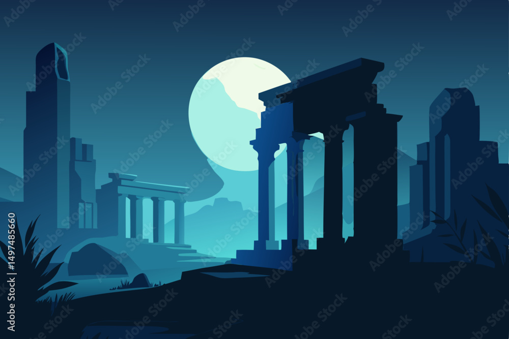 Naklejka premium vector illustration of ancient city