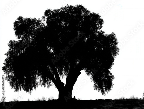 giand oak tree shadow silho...