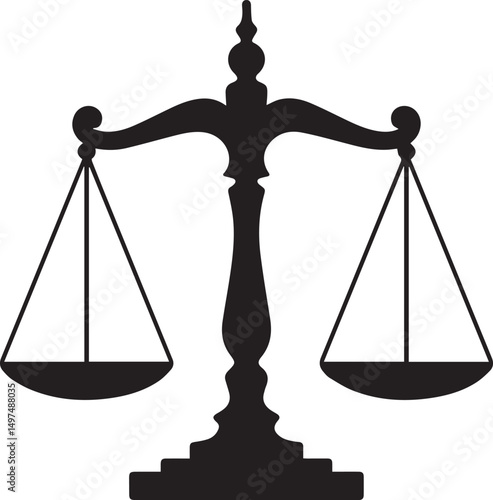 Wallpaper Mural Balance Scales Silhouette Vector | Bold Black Vector Art Illustration Torontodigital.ca