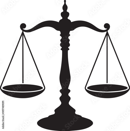 Balance Scales Silhouette Vector | Bold Black Vector Art Illustration