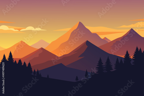 sunset in the mountains