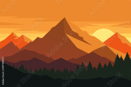 sunset in mountains