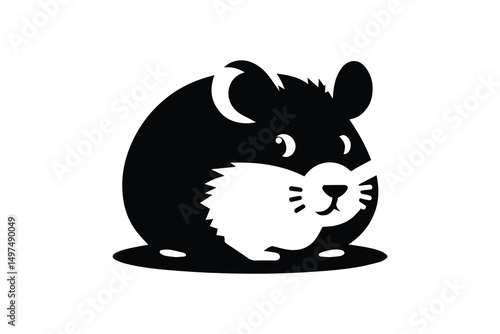 simple and unobtrusive Hamster vector silhouette illustration isolated in white background