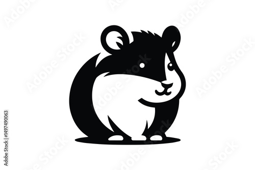 simple and unobtrusive Hamster vector silhouette illustration isolated in white background