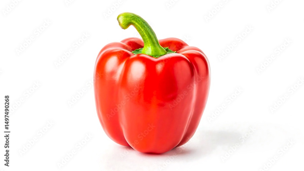 Vibrant Red Bell Pepper Isolated on White Background Perfect for Food Recipes and Culinary Designs Vibrant Red Bell Pepper Isolated on White Background Perfect for Food Recipes and Culinary Designs