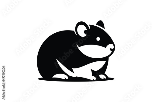simple and unobtrusive Hamster vector silhouette illustration isolated in white background