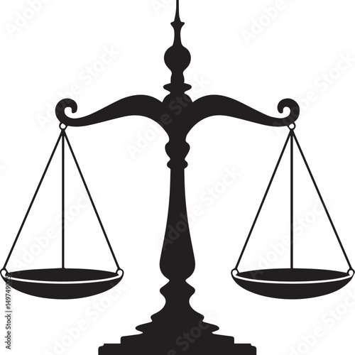 Balance Scales Silhouette Vector | Bold Black Vector Art Illustration
