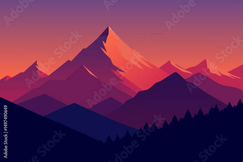 sunset in the mountains
