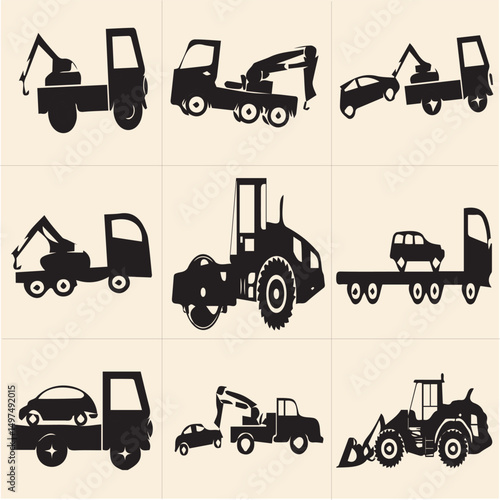 All kind of transportation vector Black and white set-8