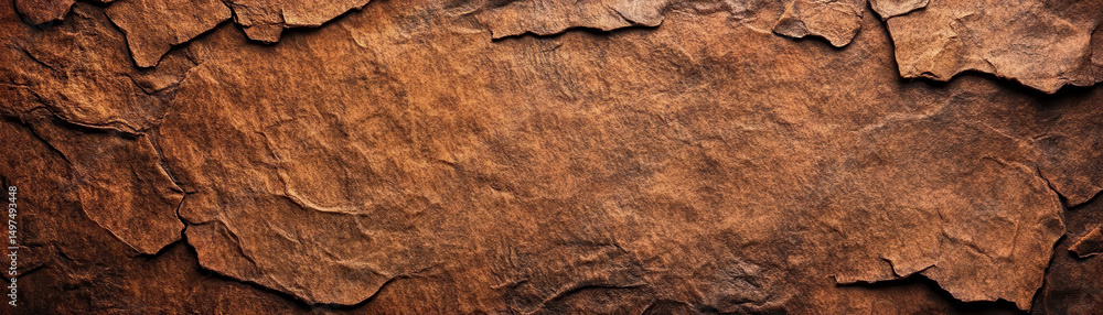 Fototapeta premium Textured brown leather banner with rustic appearance showcasing natural patterns and tones