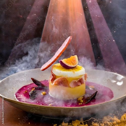 Exquisite Dessert with Passion Fruit and Smoke