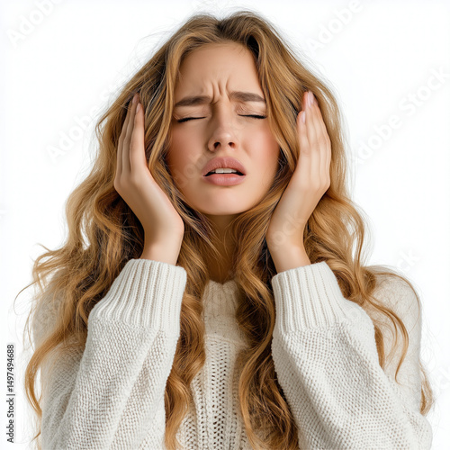 stressed woman isolated