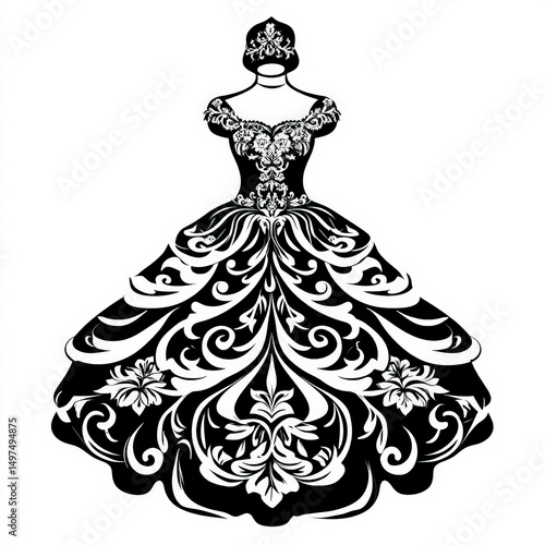wedding dress silhouette , ...