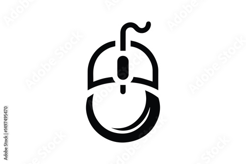 simple and unobtrusive computer Mouse  vector silhouette illustration isolated in white background