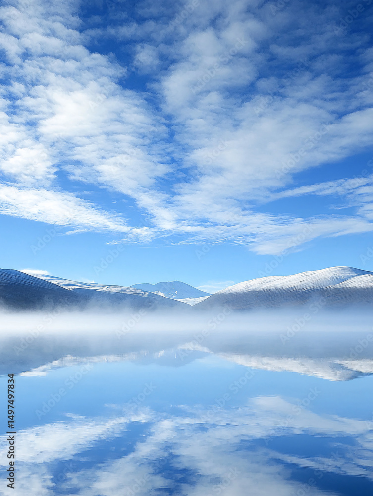 Fototapeta premium Serene Mountain Lake Reflection A Breathtaking Landscape Photograph
