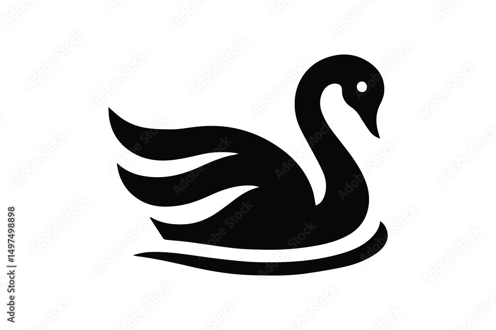 simple and unobtrusive Swan vector silhouette illustration isolated in white background simple and unobtrusive Swan vector silhouette illustration isolated in white background