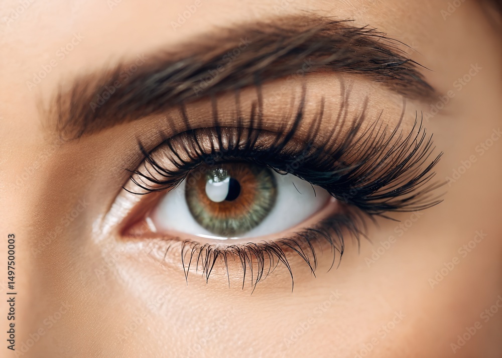 Fototapeta premium Magnificent Close-Up of an Eye with Long, Lush Eyelashes