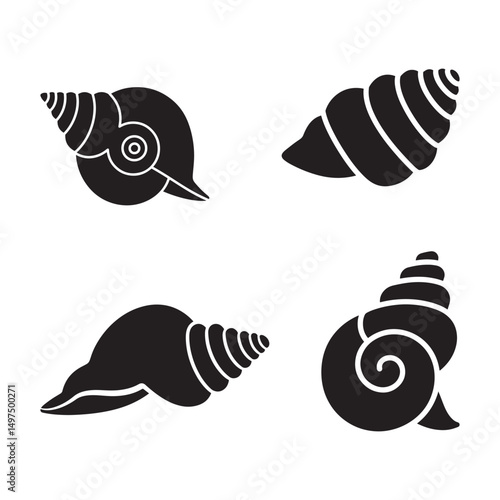 Whelk sea snail seafood flat vector icon for wildlife apps and websites.eps