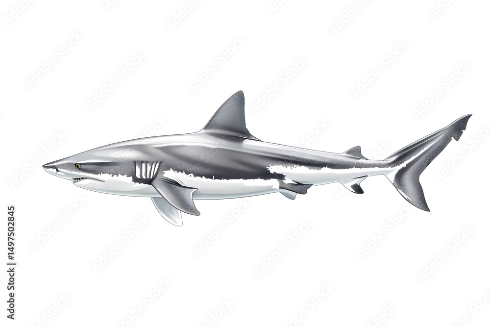 Fototapeta premium Detailed illustration of a blacktip reef shark.