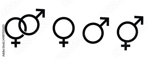 Male and female icon set. Gender sign symbol, male and female, man and woman, boy and girl. gender equality icon vector illustration.