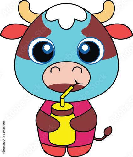 Cute cartoon and variety stylish Cow vector, Colorful and Cartoon style animals premium quality vector illustration design