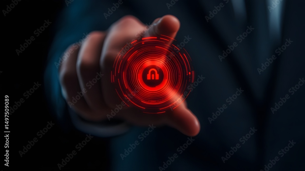 Naklejka premium Biometric access scanner with digital interface for secure authentication