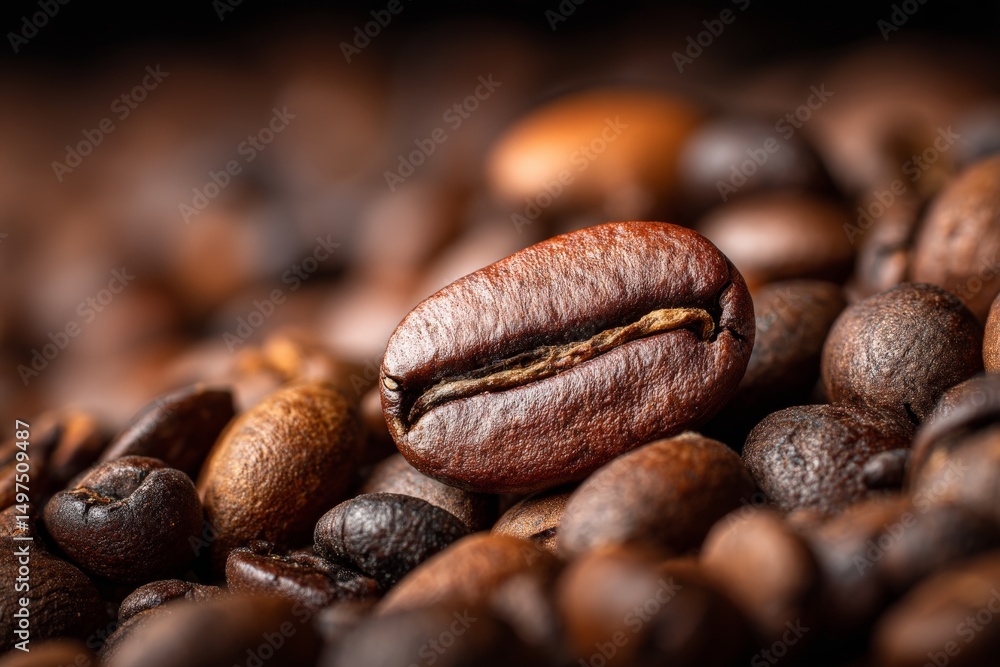 Coffee beans arranged in a close-up view highlighting their rich color and texture Coffee beans arranged in a close-up view highlighting their rich color and texture