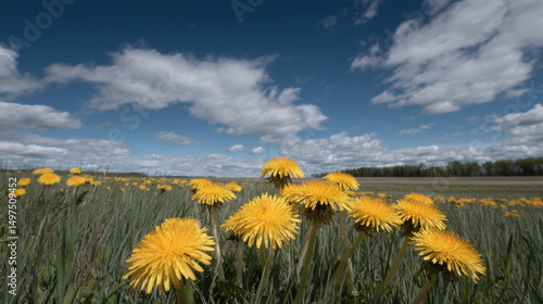 stunning summer landscape in winnipeg featuring ultrabright fields filled with dandelions under clear blue sky