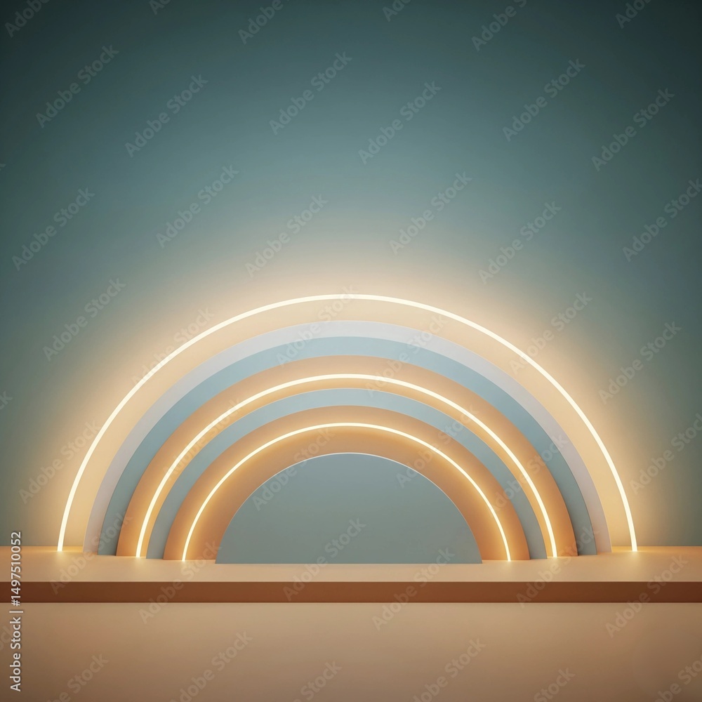 Fototapeta premium Abstract pastel background with illuminated arches
