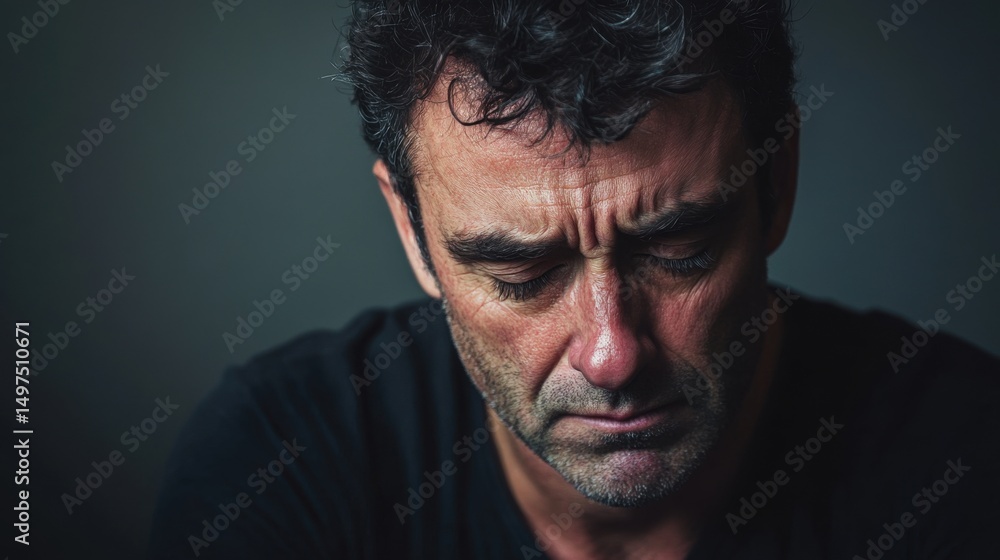 Obraz premium A Mans Struggle with Depression.