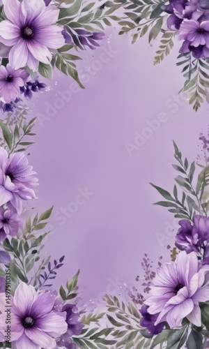 Purple floral watercolor background for memorial service,  obituary,  respect
