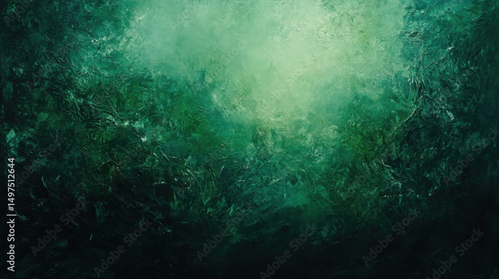 Obraz premium Emerald depths A textured abstract painting.