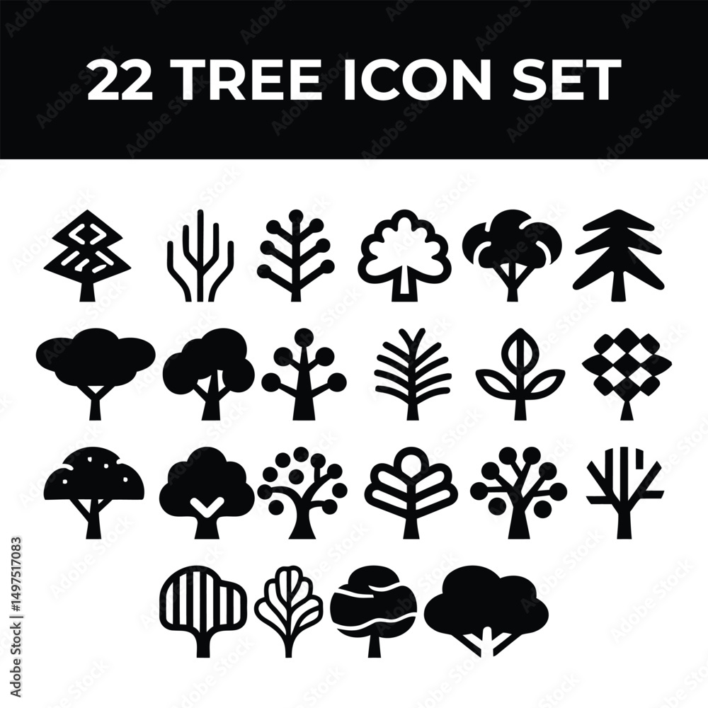tree silhouette collection - vector black and white tree silhouette collection - vector black and white