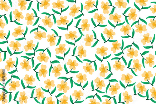 seamless pattern of hibiscus flower yellow with leaves on white background. For fashion, paper, and design