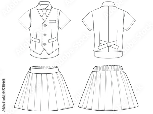 baby girl's school uniform design template vector design
