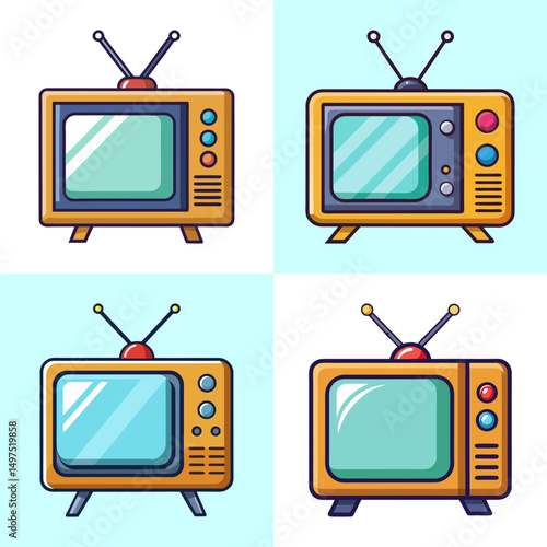 old school tv flat illustration flat style
