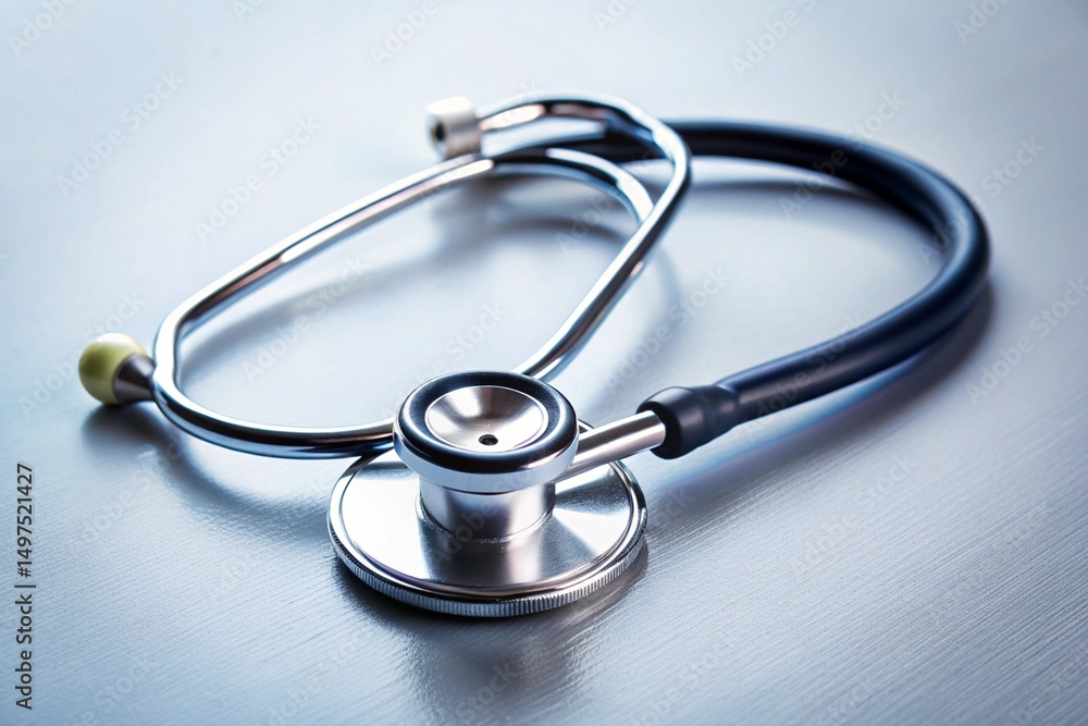 Medical Stethoscope on Clean Light Surface with Copy Space Medical Stethoscope on Clean Light Surface with Copy Space