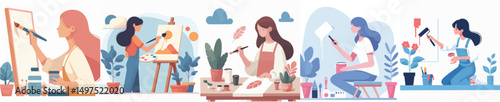 a woman is painting