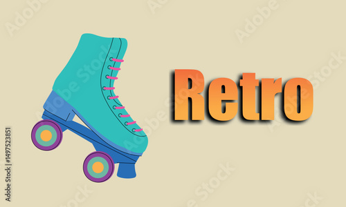 retro illustration 80s 90s with roller skates