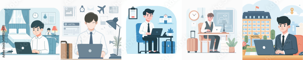a young man is working at a hotel a young man is working at a hotel