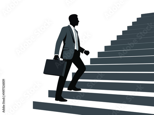 silhouette of businessman walking on stairs, businessman walking on stairs