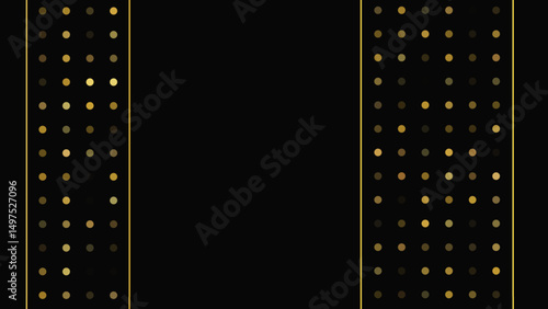 Dark background with golden lines and glittering dots
